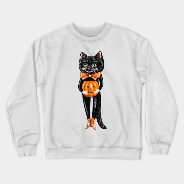 Black cat with pumpkin Crewneck Sweatshirt by KayleighRadcliffe